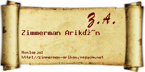 Zimmerman Arikán névjegykártya